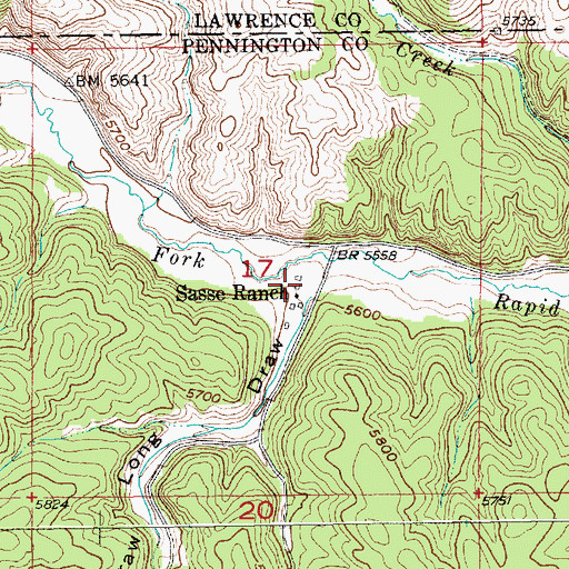 Topographic Map of Sasse Ranch, SD