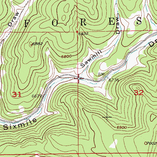 Topographic Map of Sawmill Draw, SD