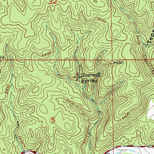 Topographic Map of Sawmill Spring, SD