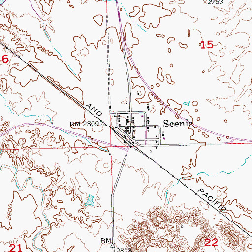 Topographic Map of Scenic, SD