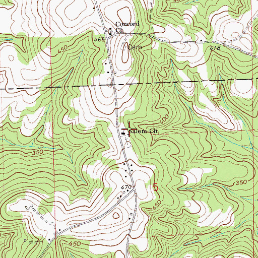 Topographic Map of Salem Baptist Church, AL