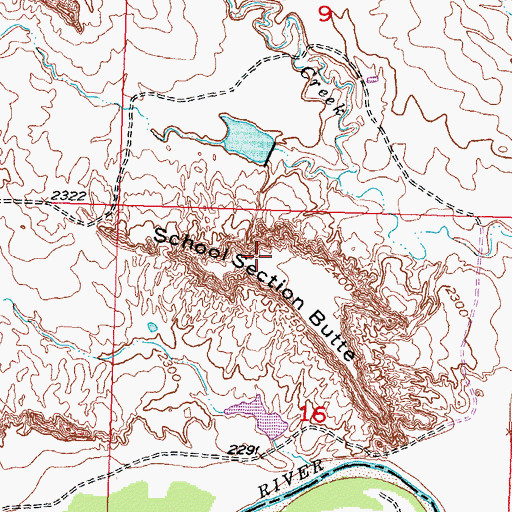 Topographic Map of School Section Butte, SD