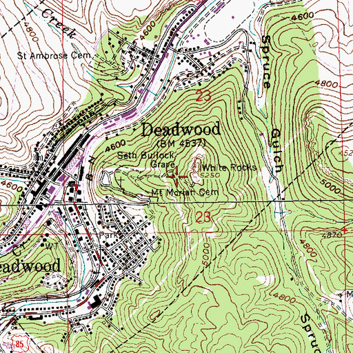 Topographic Map of Seth Bullock Grave, SD
