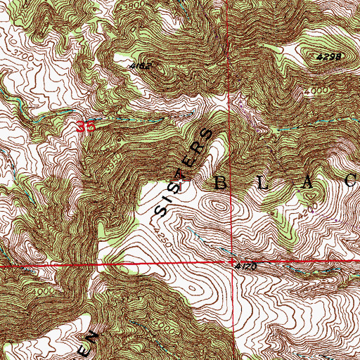 Topographic Map of Seven Sisters Range, SD