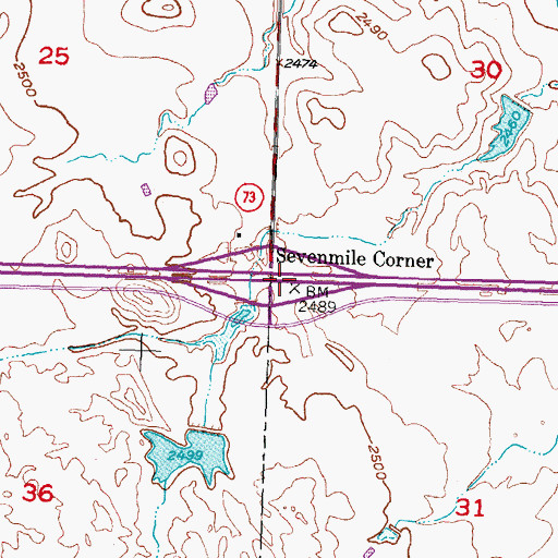 Topographic Map of Sevenmile Corner, SD