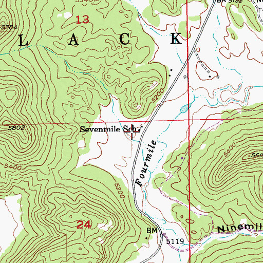 Topographic Map of Sevenmile School, SD