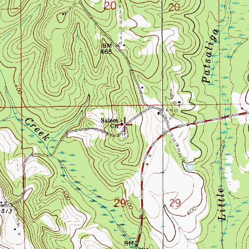 Topographic Map of Salem Church, AL