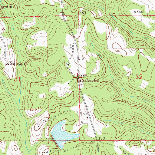 Topographic Map of Salem Church, AL