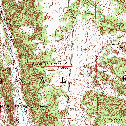 Topographic Map of Sheps Canyon School, SD