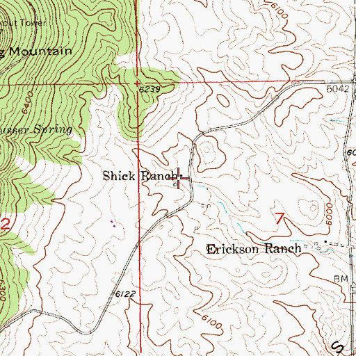 Topographic Map of Shick Ranch, SD