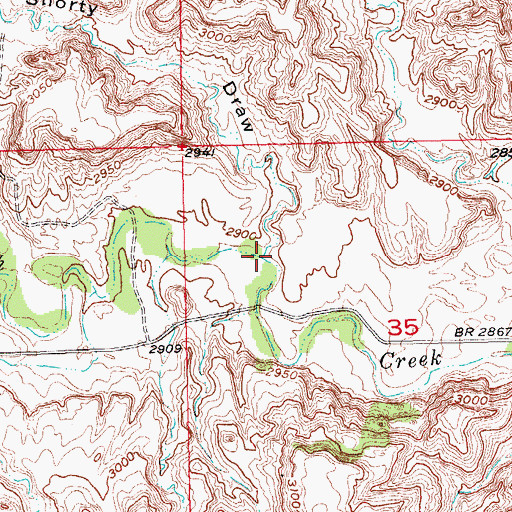 Topographic Map of Shorty Draw, SD