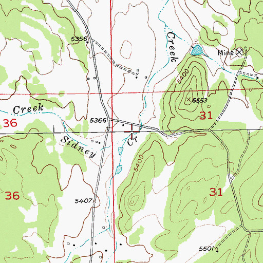 Topographic Map of Sidney Creek, SD