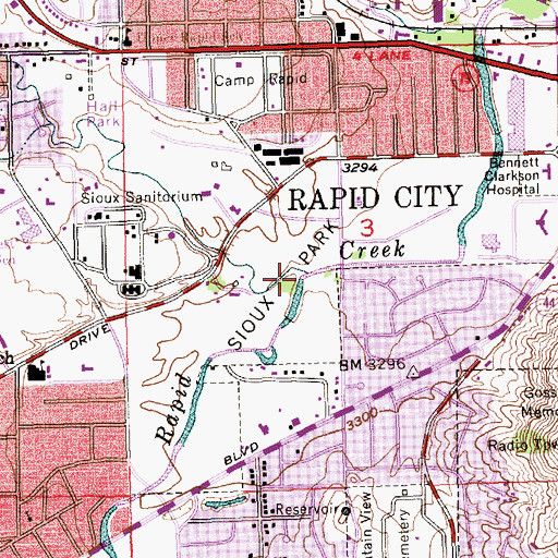 Topographic Map of Sioux Park, SD