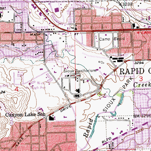 Topographic Map of Sioux Sanitorium, SD