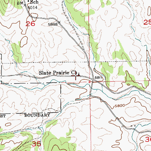 Topographic Map of Slate Prairie Church, SD