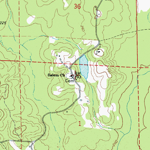 Topographic Map of Salem Church, AL