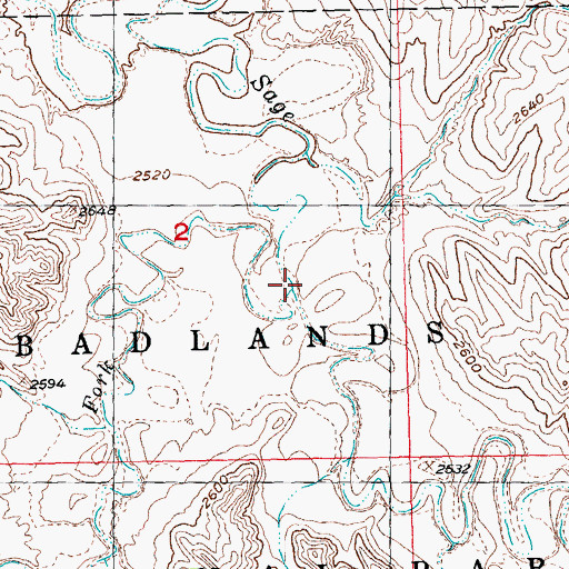 Topographic Map of South Fork Sage Creek, SD