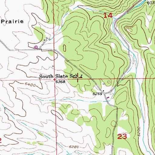 Topographic Map of South Slate School, SD