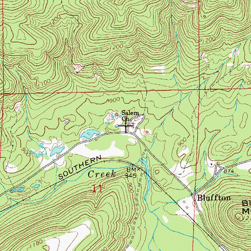 Topographic Map of Salem Church, AL