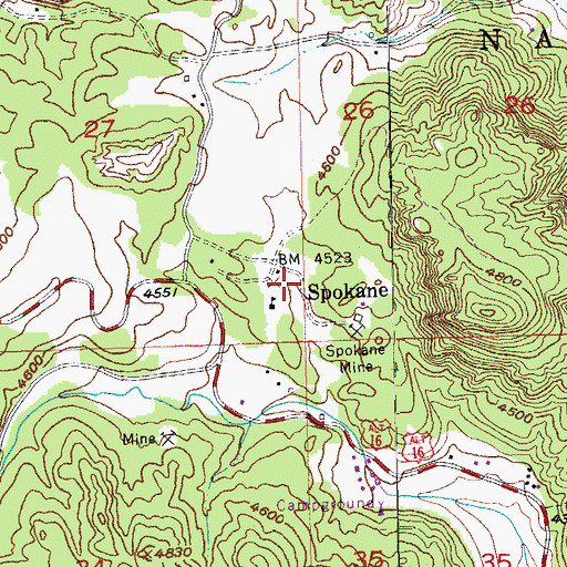 Topographic Map of Spokane, SD