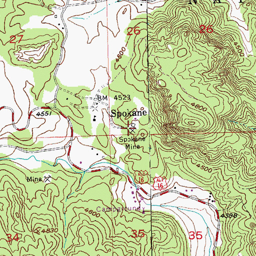 Topographic Map of Spokane Mine, SD