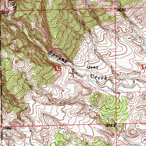 Topographic Map of Spring Canyon, SD