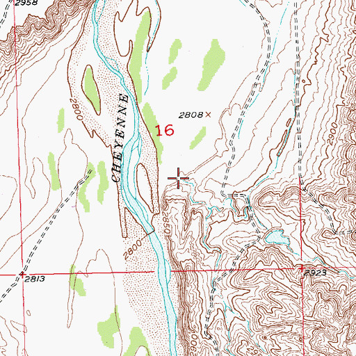 Topographic Map of Spring Canyon, SD