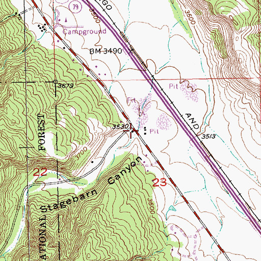 Topographic Map of Stagebarn Canyon, SD