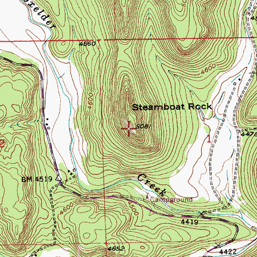 Topographic Map of Steamboat Rock, SD