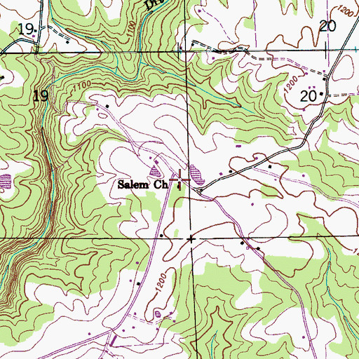 Topographic Map of Salem Church, AL