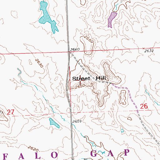 Topographic Map of Street Hill, SD