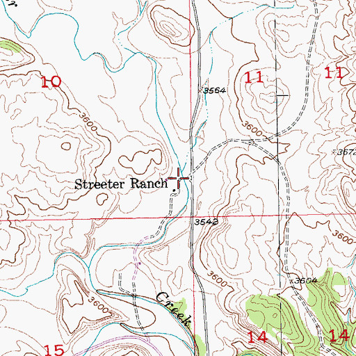 Topographic Map of Streeter Ranch, SD