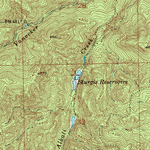 Topographic Map of Sturgis Reservoirs, SD