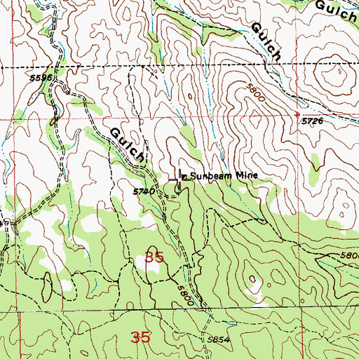 Topographic Map of Sunbeam Mine, SD