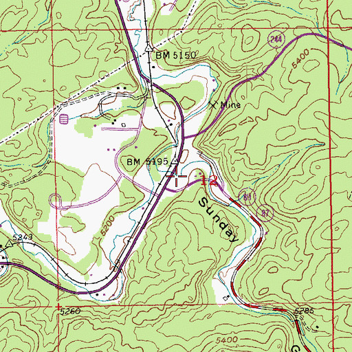 Topographic Map of Sunday Gulch, SD