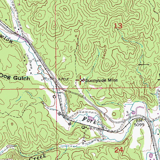 Topographic Map of Sunnyside Mine, SD