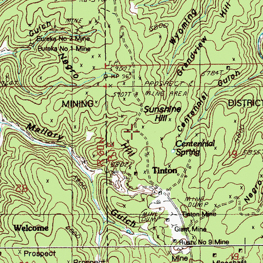Topographic Map of Sunshine Hill, SD