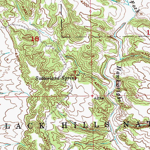 Topographic Map of Sutherland Spring, SD