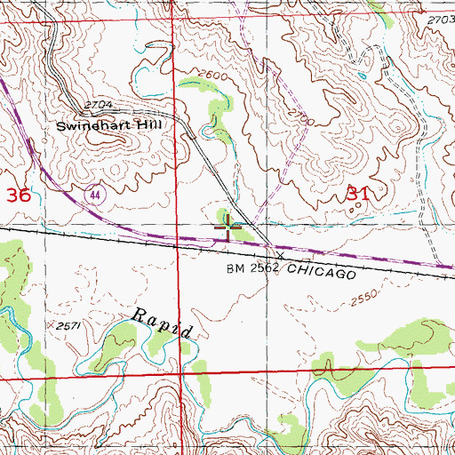 Topographic Map of Swinehart Draw, SD