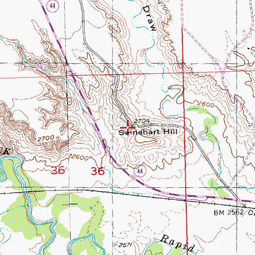 Topographic Map of Swinehart Hill, SD