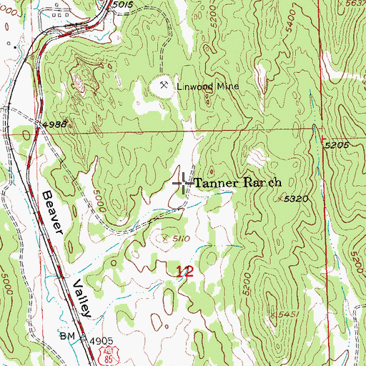 Topographic Map of Tanner Ranch, SD