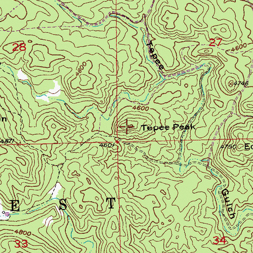 Topographic Map of Tepee Peak, SD