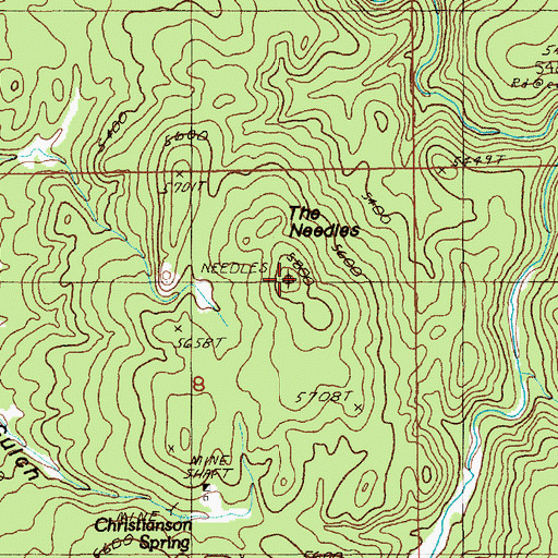 Topographic Map of The Needles, SD