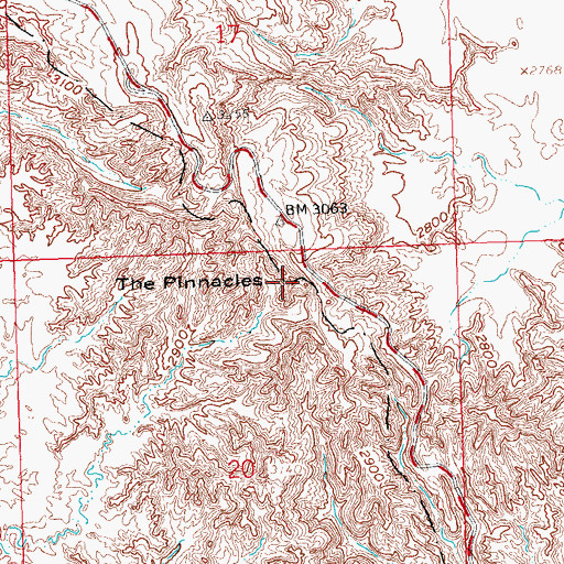 Topographic Map of The Pinnacles, SD