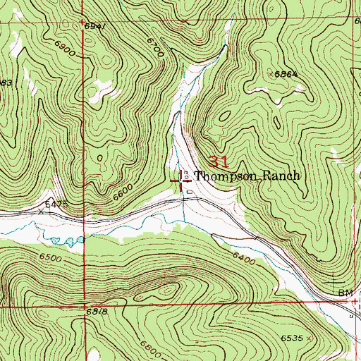 Topographic Map of Thompson Ranch, SD