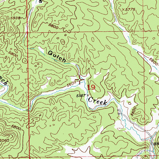 Topographic Map of Toe Gulch, SD