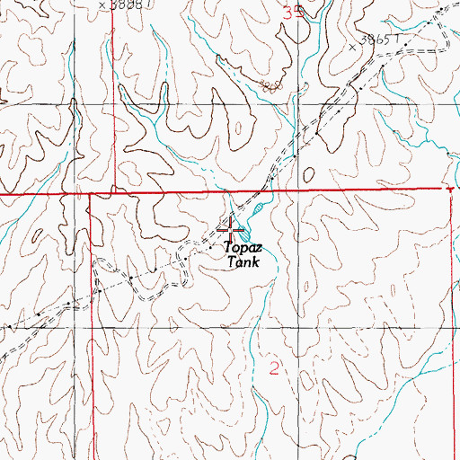 Topographic Map of Topaz Tank, AZ