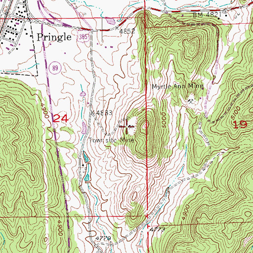 Topographic Map of Townsite Mine, SD