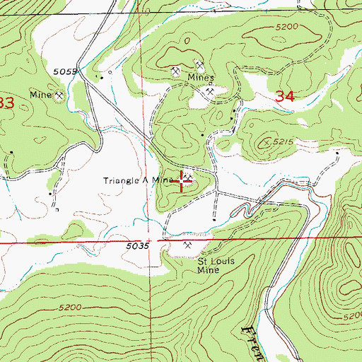 Topographic Map of Triangle A Mine, SD