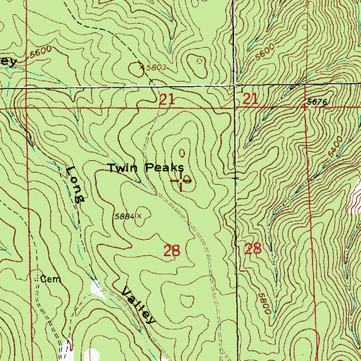 Topographic Map of Twin Peaks, SD